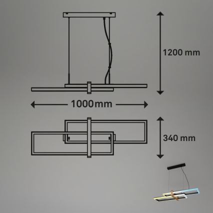 Briloner 4768015 - Lampadario dimmerabile su cavo LED/44W/230V 2700-6500K 100 cm + telecomando