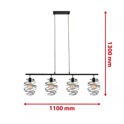 Briloner 4871-045 - Lampadario sospeso su cavo 4xE27/60W/230V