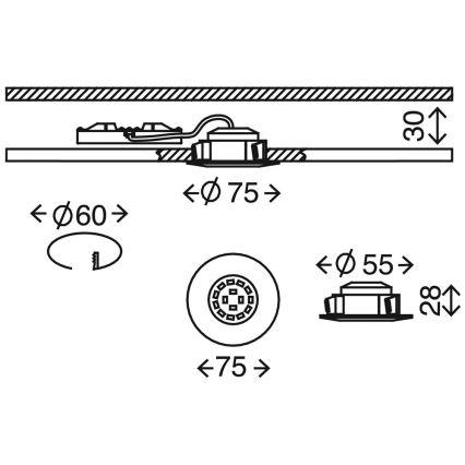 Briloner 6994-036 - Set 3x faretti LED da incasso per bagno, 5W/230V, IP44
