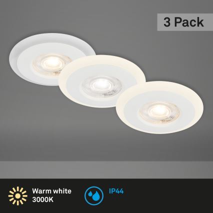 Briloner 7039036 - Set da 3 lampade LED da incasso per bagno 3xLED/5W/230V IP44 bianco