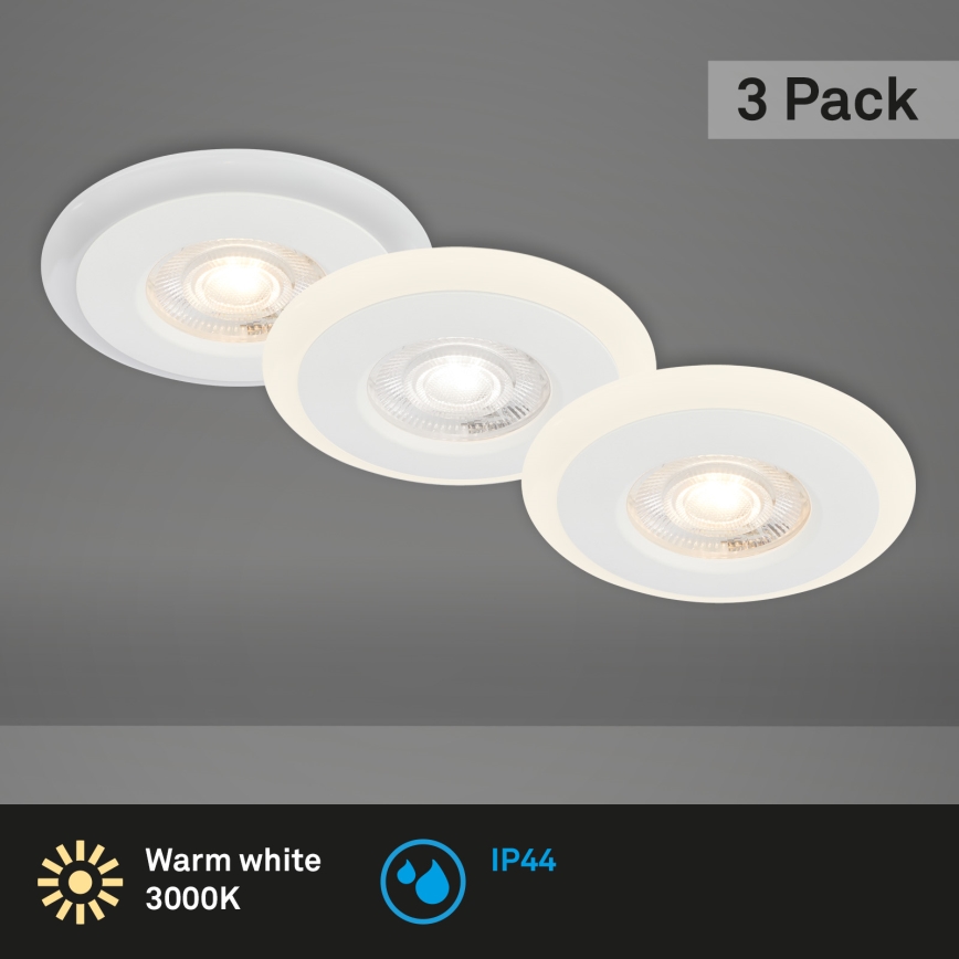 Briloner 7039036 - Set da 3 lampade LED da incasso per bagno 3xLED/5W/230V IP44 bianco