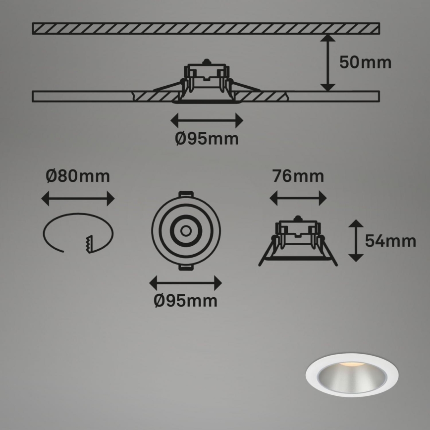 Briloner 7041-036 - SET 3x Lampada LED da incasso per bagni LED/4,9W/230V IP44 bianco