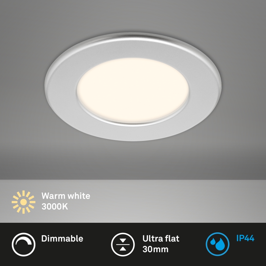 Briloner 7049014 - Faretto da incasso dimmerabile per bagno LED/6W/230V 3000K IP44 cromo opaco
