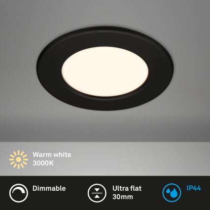 Briloner 7049015 - Lampada da incasso per bagno LED dimmerabile LED/6W/230V 3000K IP44 nera