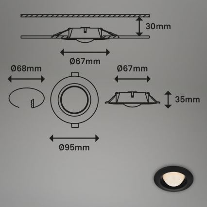 Briloner 7056-035 - SET 3x Lampada LED da incasso per bagni LED/3W/230V IP44