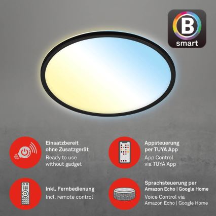 Briloner 7059-015 - Plafoniera LED dimmerabile SLIM LED/22W/230V 2700-6500K Wi-Fi Tuya + telecomando