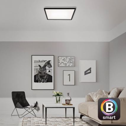 Briloner 7060-015 - Pannello LED SLIM dimmerabile a montaggio superficiale LED/22W/230V 2700-6500K 42x42 cm nero Wi-Fi Tuya + telecomando