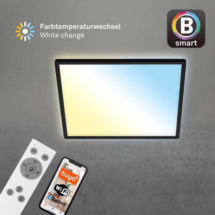 Briloner 7060-015 - Pannello LED SLIM dimmerabile a montaggio superficiale LED/22W/230V 2700-6500K 42x42 cm nero Wi-Fi Tuya + telecomando