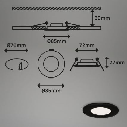 Briloner 7113-415 - Lampada LED da incasso per bagni FLAT LED/5W/230V IP44