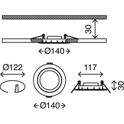 Briloner 7116-412 - Lampada LED da incasso per bagni FLAT IN LED/9W/230V IP23