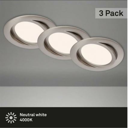 Briloner 7116-432 - SET 3x Lampada LED da incasso per bagni FLAT IN LED/9W/230V IP23