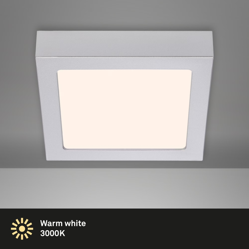 Briloner 7123-014 - Lampada da soffitto LED FIRE, 12W, 230V, 3000K, 17x17cm, argento