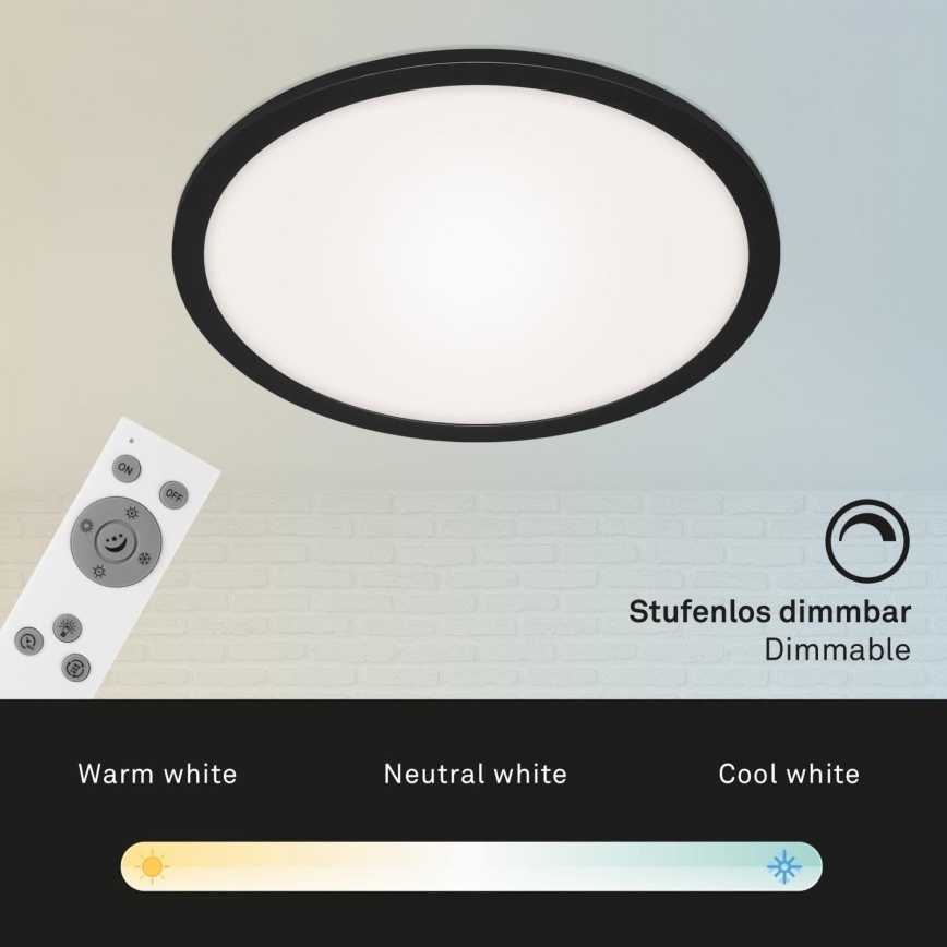 Briloner 7168-015 - Plafoniera LED dimmerabile PIATTO LED/22W/230V 3000-6500K diametro 40 cm nero + telecomando