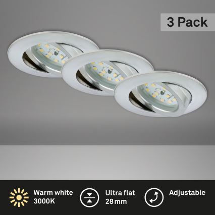 Briloner 7209-039 - Set di 3 faretti da incasso per bagno ATTACH LED/5W/230V IP23 cromo opaco