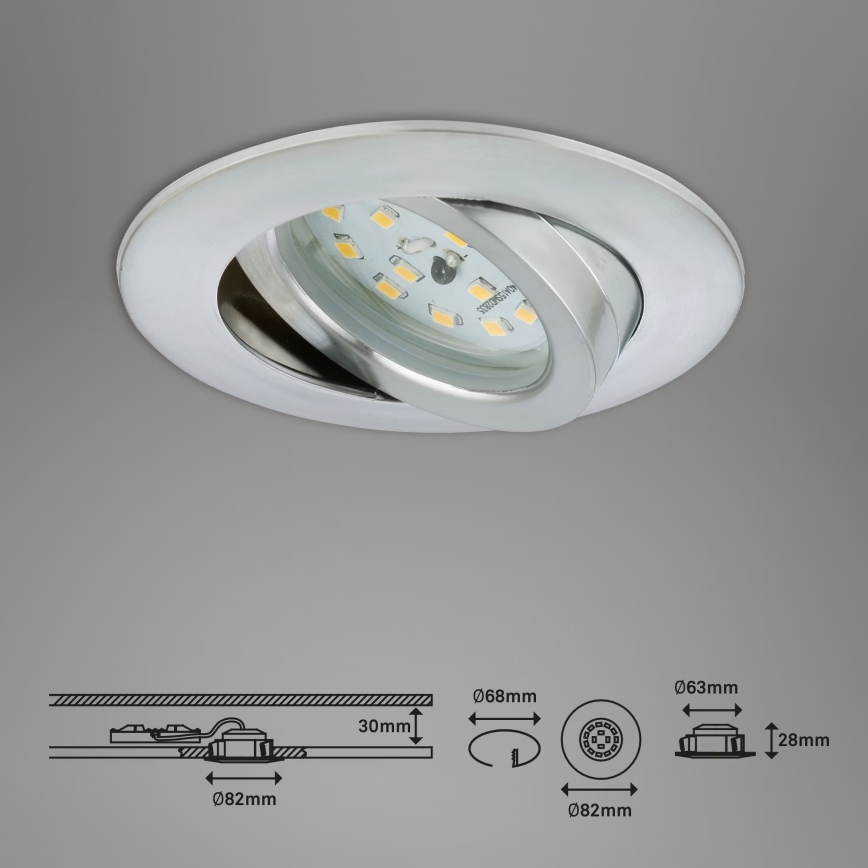 Briloner 7209-039 - Set di 3 faretti da incasso per bagno ATTACH LED/5W/230V IP23 cromo opaco