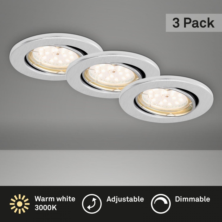Briloner 7219-039 - Set 3x Luce da incasso LED da bagno dimmerabile FIT 1xGU10/5W/230V IP23