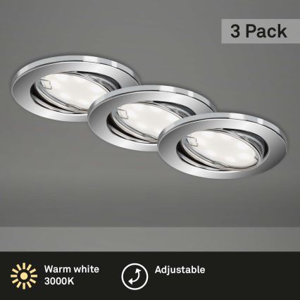 Briloner 7221-038 - SET 3x Lampada LED da incasso per bagni 1xGU10/3W/230V IP23 cromo lucido