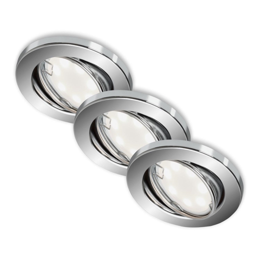 Briloner 7221-038 - SET 3x Lampada LED da incasso per bagni 1xGU10/3W/230V IP23 cromo lucido