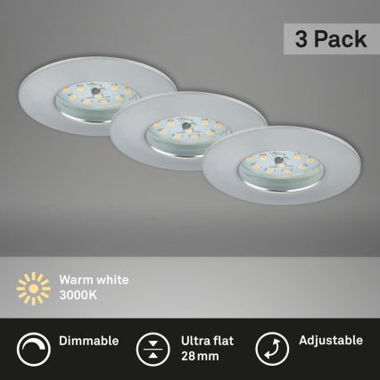 Briloner 7231-039 - SET DI 3 Plafoniere da incasso dimmerabili per bagno LED/5,5W/230V IP44
