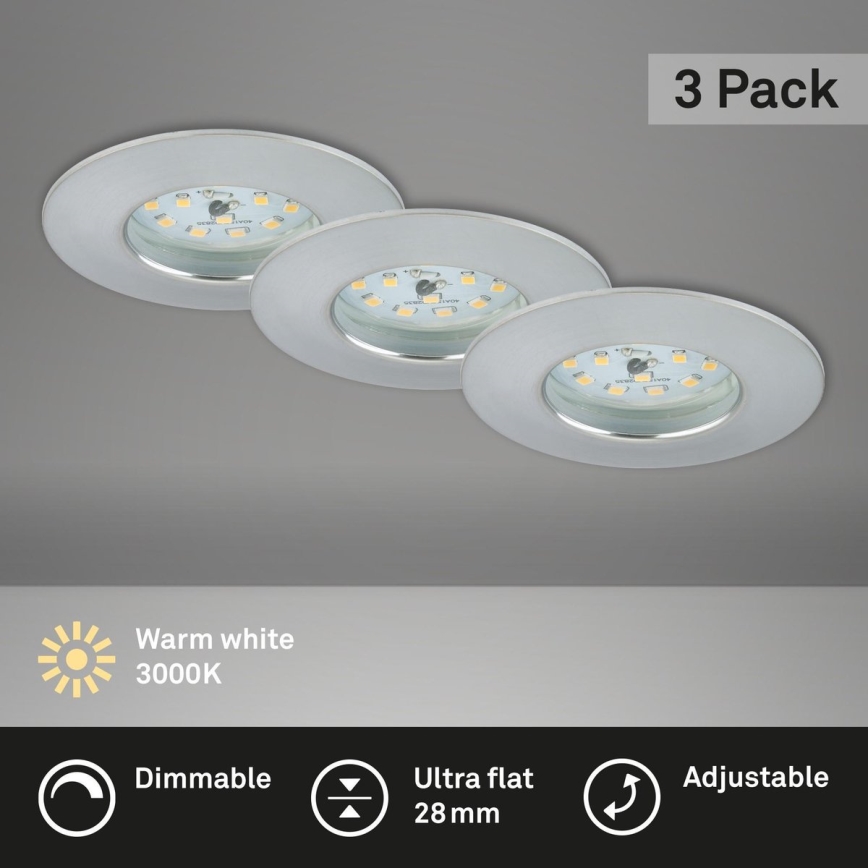 Briloner 7231-039 - SET DI 3 Plafoniere da incasso dimmerabili per bagno LED/5,5W/230V IP44