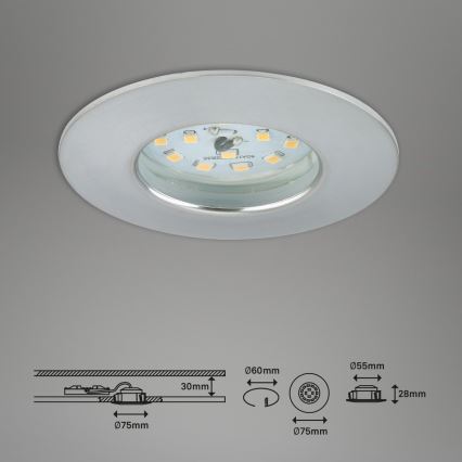 Briloner 7231-039 - SET DI 3 Plafoniere da incasso dimmerabili per bagno LED/5,5W/230V IP44