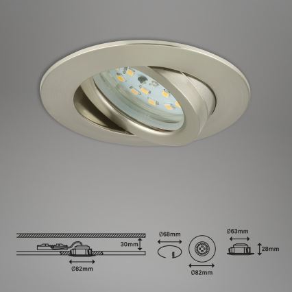Briloner 7232-032 - Confezione da 3 faretti da incasso dimmerabili per bagno ATTACH LED/5,5W/230V IP23