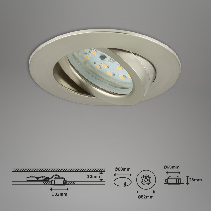 Briloner 7232-032 - Confezione da 3 faretti da incasso dimmerabili per bagno ATTACH LED/5,5W/230V IP23