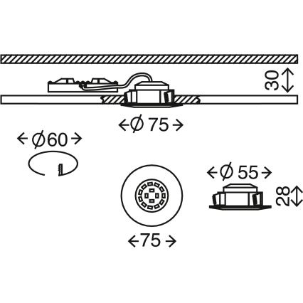 Briloner 7295-011 - Luce da incasso per bagno dimmerabile a LED ATTACH LED/6,5W/230V IP44