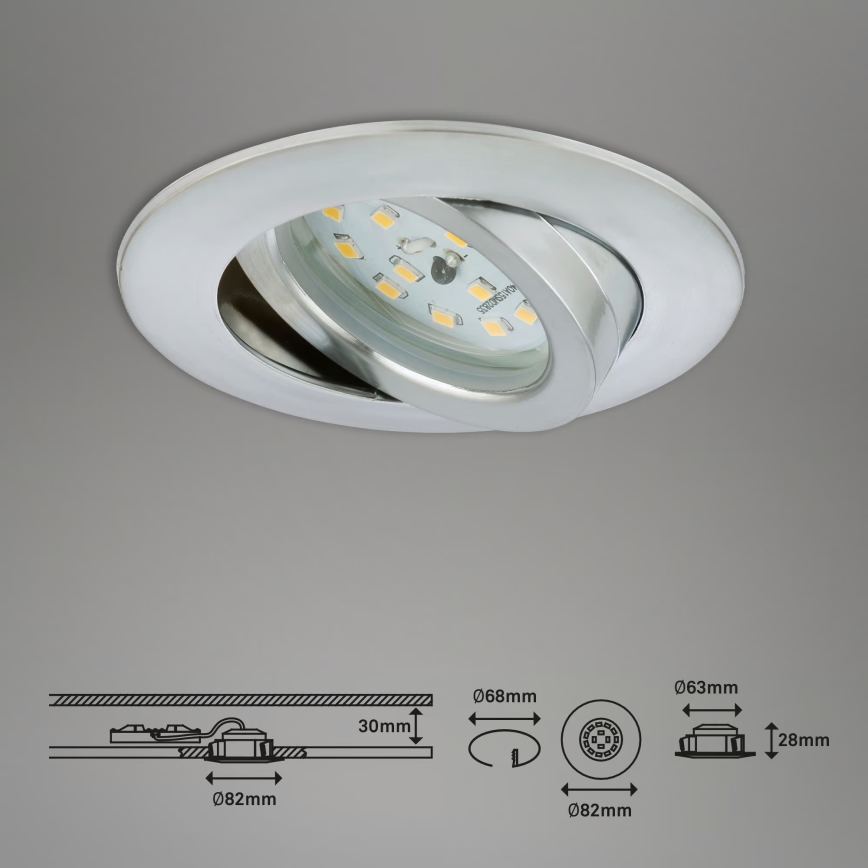 Briloner 7296-039 - Set di 3 faretti LED dimmerabili da incasso per bagno LED/6,5W/230V 3000K IP23 cromo opaco