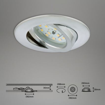 Briloner 7296-039 - Set di 3 faretti LED dimmerabili da incasso per bagno 1xLED/6,5W/230V 3000K IP23 cromo satinato