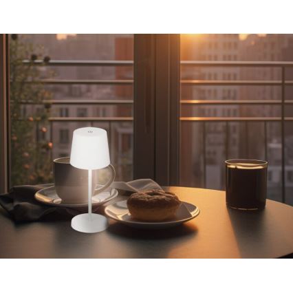 Briloner 7423016 - Lampada da tavolo ricaricabile da esterno dimmerabile LED/2,6W/5V 2000mAh IP44 bianco