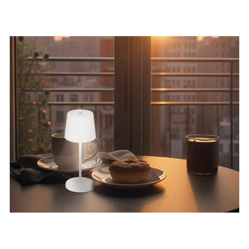 Briloner 7423016 - Lampada da tavolo ricaricabile da esterno dimmerabile LED/2,6W/5V 2000mAh IP44 bianco