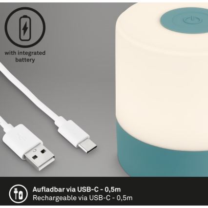 Briloner 7461010 - Lampada da tavolo LED Dimmerabile ricaricabile per esterni LED/2W/5V IP44 1200 mAh blu