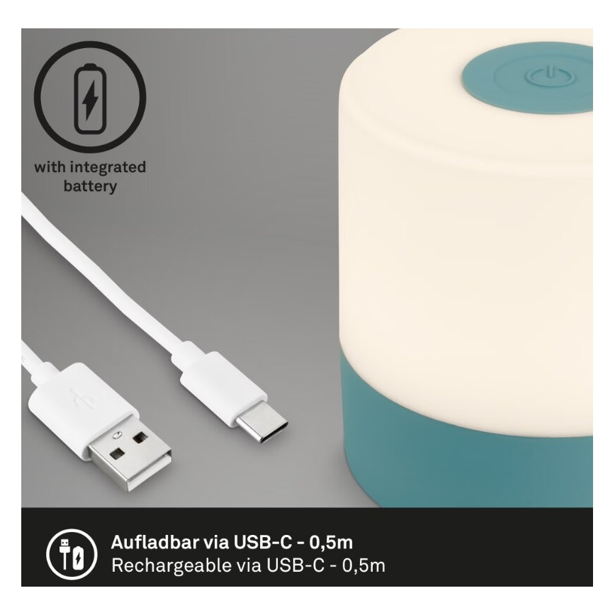 Briloner 7461010 - Lampada da tavolo LED Dimmerabile ricaricabile per esterni LED/2W/5V IP44 1200 mAh blu