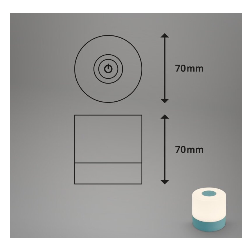 Briloner 7461010 - Lampada da tavolo LED Dimmerabile ricaricabile per esterni LED/2W/5V IP44 1200 mAh blu
