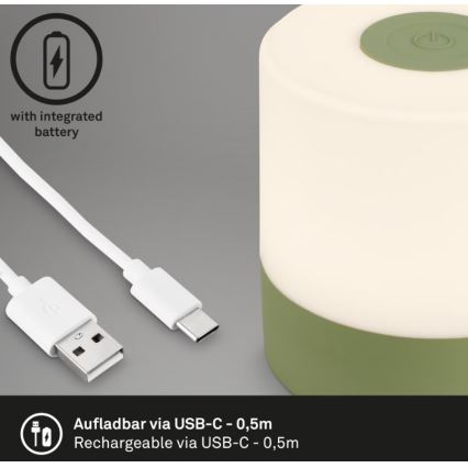 Briloner 7461019 - LED Dimmerabile ricaricabile per esterni lampada da tavolo LED/2W/5V IP44 1200 mAh verde