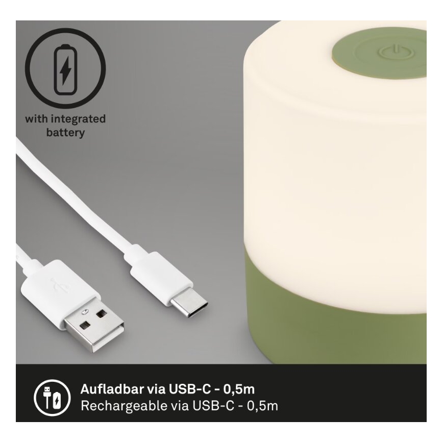 Briloner 7461019 - LED Dimmerabile ricaricabile per esterni lampada da tavolo LED/2W/5V IP44 1200 mAh verde