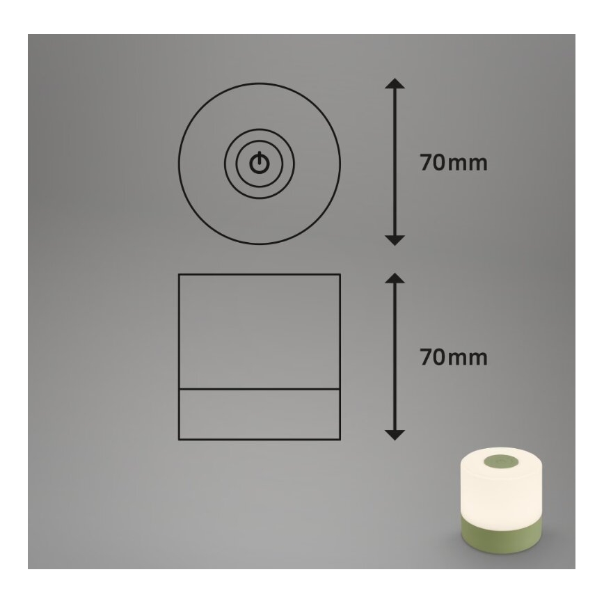 Briloner 7461019 - LED Dimmerabile ricaricabile per esterni lampada da tavolo LED/2W/5V IP44 1200 mAh verde