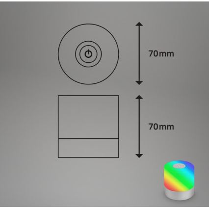 Briloner 7462014 - Lampada da tavolo a LED RGB ricaricabile per esterni LED/1,5W/5V IP44 1200 mAh cromo opaco