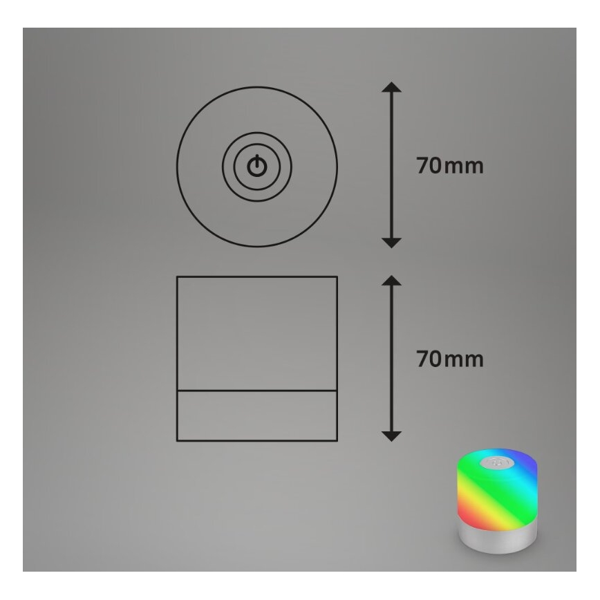 Briloner 7462014 - Lampada da tavolo a LED RGB ricaricabile per esterni LED/1,5W/5V IP44 1200 mAh cromo opaco
