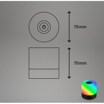 Briloner 7462015 - Lampada da tavolo a LED RGB ricaricabile per esterni LED/1,5W/5V IP44 nero