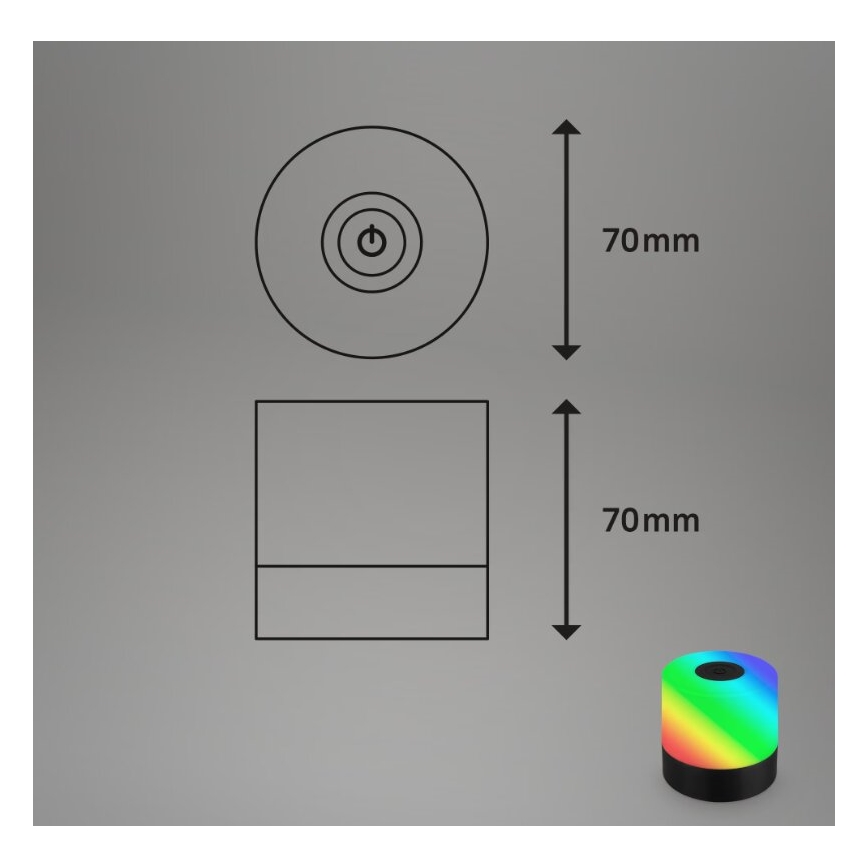 Briloner 7462015 - Lampada da tavolo a LED RGB ricaricabile per esterni LED/1,5W/5V IP44 nero