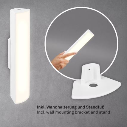 Briloner 7474-016 - Lampada da tavolo a LED Dimmerabile touch ricaricabile per esterni 2in1 LED/7W/5V 2x2200 mAh USB 3000K IP44 bianco