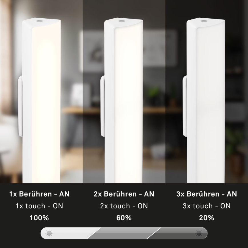 Briloner 7474-016 - Lampada da tavolo da esterno ricaricabile 2 in 1 con LED dimmerabile e touch LED/7W/5V 2x2200 mAh USB 3000K IP44 bianco