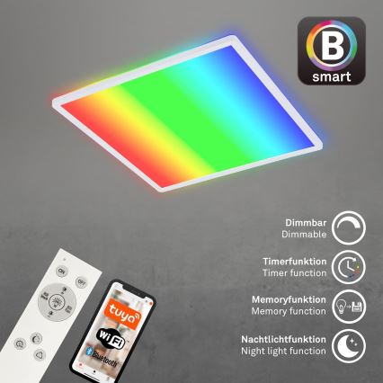 Briloner 7491-016 - Plafoniera SMART LED RGBW dimmerabile 22W/230V 4000K 42x42 cm Wi-Fi Tuya + telecomando