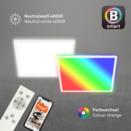 Briloner 7491-016 - Plafoniera SMART LED RGBW dimmerabile 22W/230V 4000K 42x42 cm Wi-Fi Tuya + telecomando