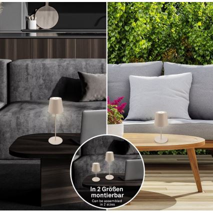 Briloner 7508011 - Lampada da tavolo ricaricabile dimmerabile per esterni 2 in 1 LED/2,5W/5V IP44 1200 mAh beige