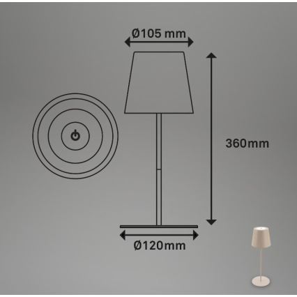 Briloner 7508011 - Lampada da tavolo ricaricabile dimmerabile per esterni 2 in 1 LED/2,5W/5V IP44 1200 mAh beige