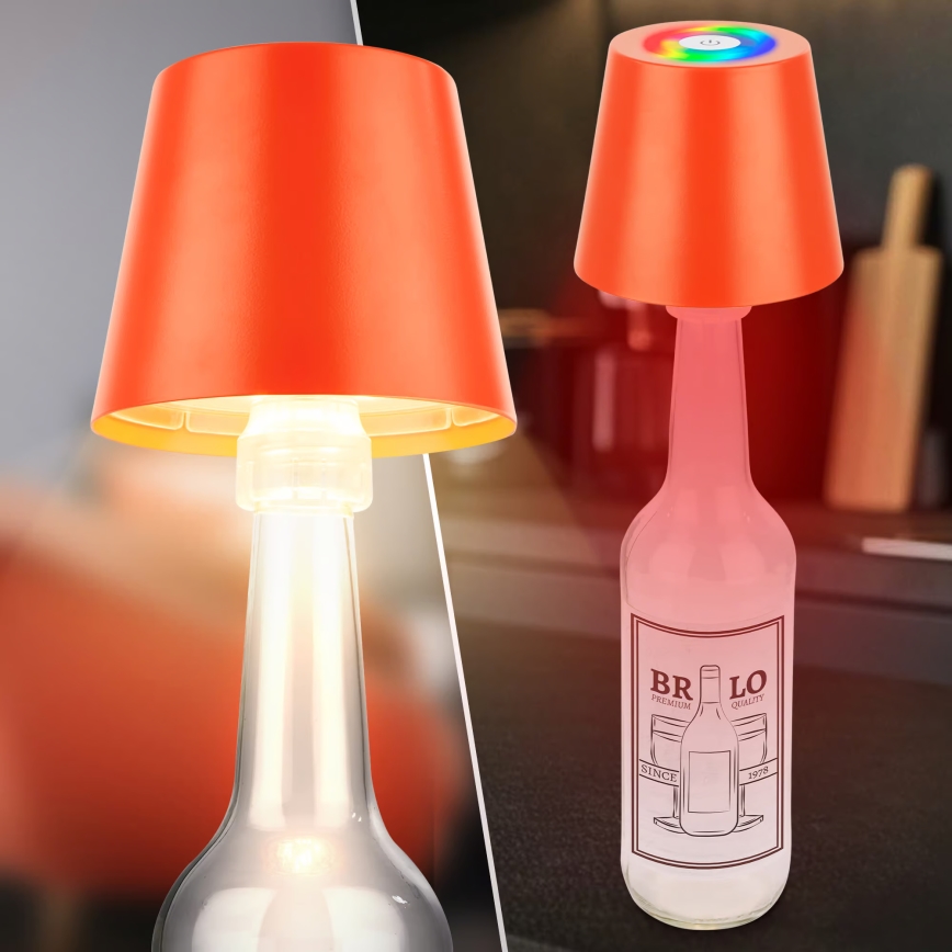 Briloner 7510012 - Lampada da tavolo ricaricabile per esterni LED RGBW dimmerabile CALIDA LED/2,5W/5V IP44 1200 mAh arancione