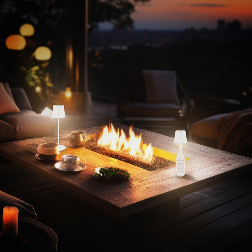 Briloner 7510016 - Lampada da tavolo ricaricabile da esterno dimmerabile LED RGBW CALIDA LED/2,5W/5V IP44 1200 mAh bianca